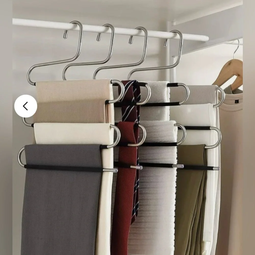 4 NEW Space saver 5 layer metal S shape hanger/organizer for pants, scarves…